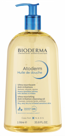 BIODERMA produkto nuotrauka, Atoderm huile de douche 1L, prausimosi aliejus sausai odai